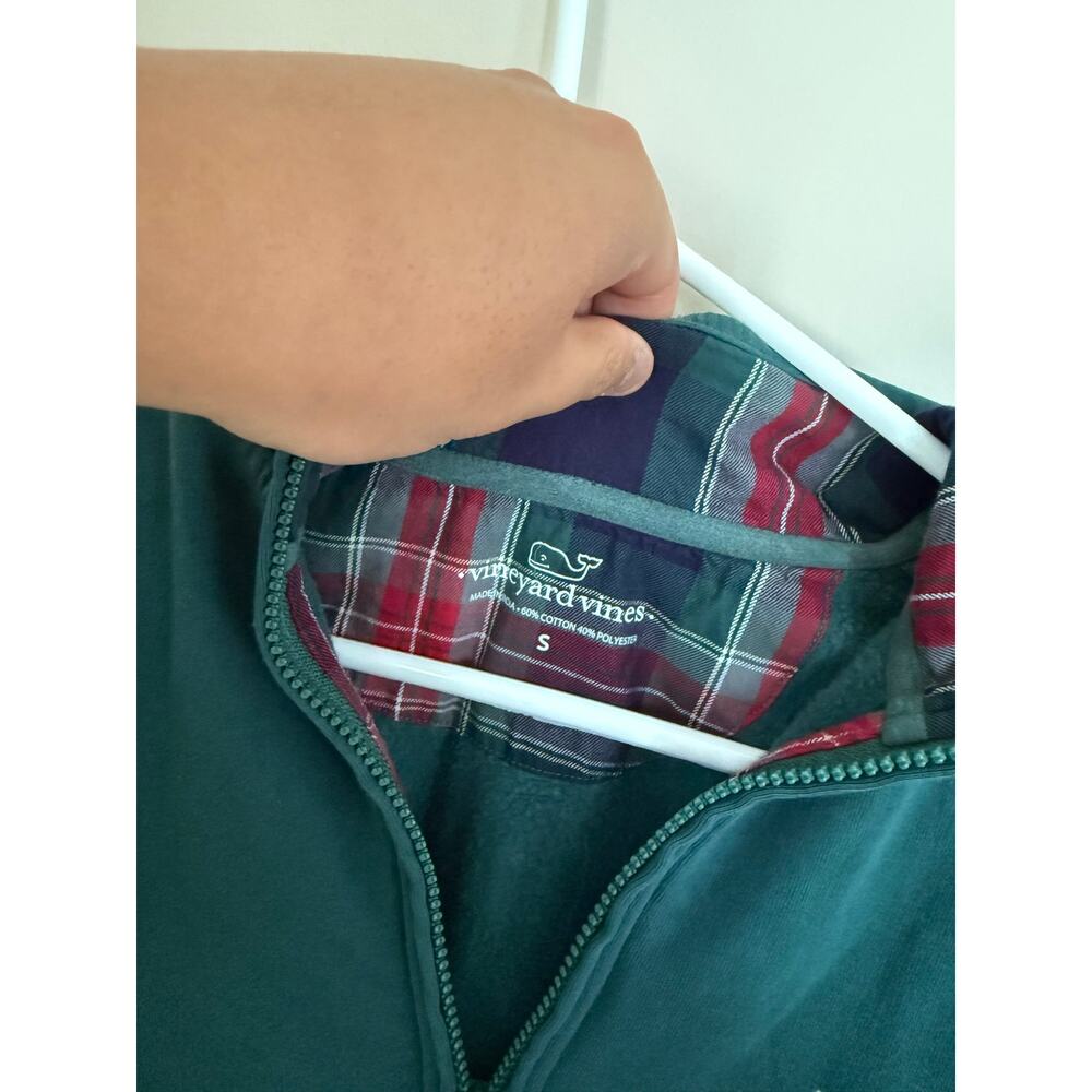 Vineyard Vines | Green Statement Christmas Plaid Collar Preppy Quarter Zip Sz S - Picture 5 of 8